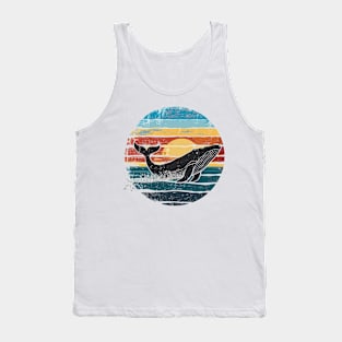 Beach Sunset Humpback Whale Ocean Animal Lover Retro Vintage Tank Top